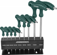 Jonnesway H10MT09S Набор ключей торцевых TORX® с рукояткой с центрированным штифтом Т10-Т50, 9 предметов