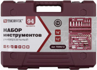 Thorvik TS094/12 Набор инструмента универсальный 1/4", 1/2"DR с головками торцевыми 12-гранными, 94 предмета