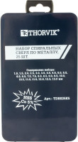 Thorvik TDBS25K5 Набор спиральных сверл по металлу HSS Co в металлическом кейсе, d1.0-13.0 мм, 25 предметов
