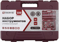 Thorvik TS108/12 Набор инструмента универсальный 1/4", 1/2"DR с головками торцевыми 12-гранными, 108 предметов