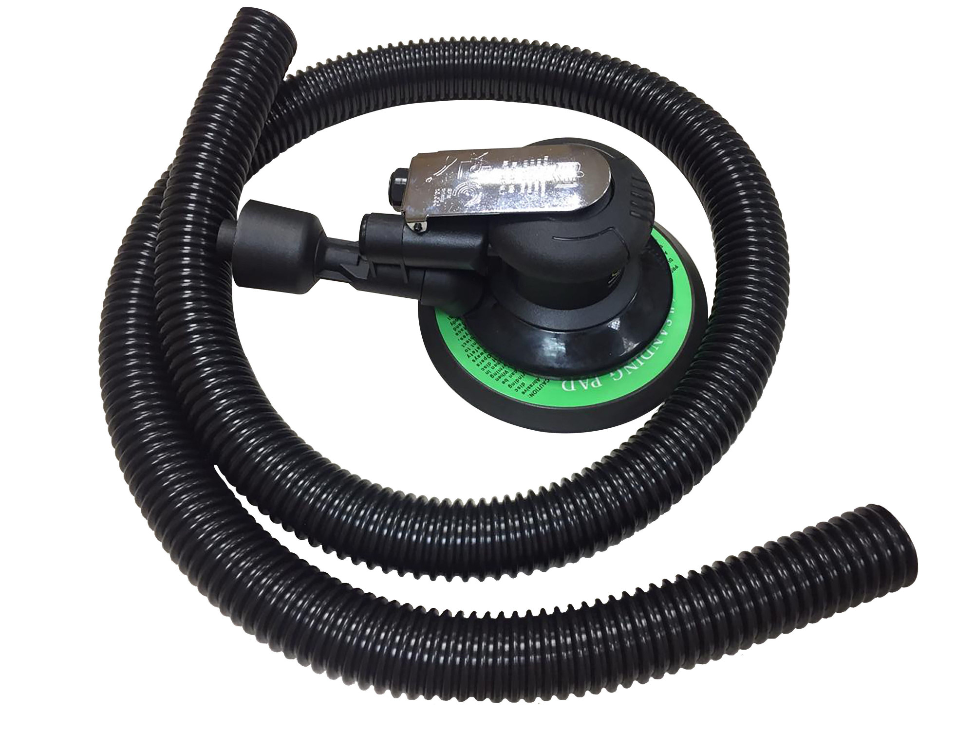 Пневматическая орбитальная шлифовальная машина для работы с пылеотводом. Ход эксцентрика 5 мм .Макс. скорость 10000 об./мин. Диаметр опоры 150 мм.