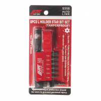 Набор бит 1/4" TORX с отверстием Т10Н-Т40Н с Г-образным держателем 8 предметов JTC