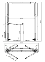 KraftWell STELLA 2A Подъемник комплект г/п 4,5 т. с развернутыми каретками, высота: 4200 мм