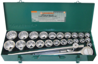 Jonnesway S04H6327S Набор головок торцевых 3/4"DR, дюймовых 12 гр. SAE 7/8"--2", метрических 6 гр. 22-50 мм,  27 предметов