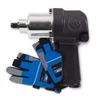 Гайковерт пневматический ударный 1/2", 881 Нм, в комплекте перчатки антивибрационные KING TONY P33411-050E Гайковерт пневматический ударный 1/2", 881 Нм, в комплекте перчатки антивибрационные KING TONY P33411-050E
