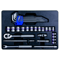 KING TONY Набор торцевых головок 3/8" с принадлежностями, ложемент, 31 предмет KING TONY Набор торцевых головок 3/8" с принадлежностями, ложемент, 31 предмет