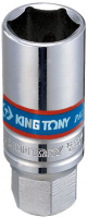 Головка свечная шестигранная 3/8", 21 мм, L = 70 мм, резиновый фиксатор KING TONY 363521