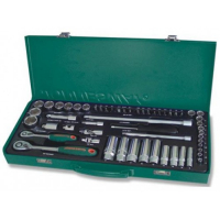 Jonnesway  Набор торцевых головок стандартных и глубоких 1/4 и 3/8 DR 4-24 мм, 57 предметов (ложемент)