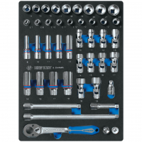 Набор торцевых головок 3/8" с принадлежностями, ложемент, 44 предмета KING TONY 9-3544MRV