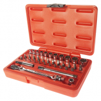 Набор головок торцевых и бит-головок 1/4" 12-ти гранных 4-14мм, Т6-Т40 (в кейсе) 38 предметов JTC