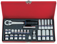 Набор торцевых головок с принадлежностями 3/8", шестигранные, 7-19 мм, 26 предметов KING TONY 3527MR