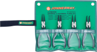 Jonnesway AG010002S Универсальный набор щипцов для стопорных колец "разжим и сжим" 7", 4 предмета