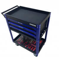 Инструментальная тележка с инструментом GW-3ST2 Blue (Great Wolf, 324 поз) с полкой и тремя ящиками Инструментальная тележка с инструментом GW-3ST2 Blue (Great Wolf, 324 поз) с полкой и тремя ящиками