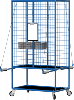 Тележка арматурная:Для складирования крупных деталей автомобиля.Разборная конструкция.Все колеса поворотные.Два колеса со стопором для надежного фиксирования.Резиновый жгут для надежной фиксации снятых деталей.Планшет с блокнотом для записей формата