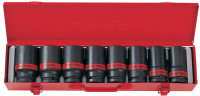Набор ударных глубоких торцевых головок 3/4", шестигранные, 1"-1&1/2", 8 предметов KING TONY 6410SP