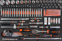 Ombra OMT131STE Набор головок торцевых 1/4" 5-13 мм, 1/2" DR 10-32 мм с аксессуарами и вставками-битами в EVA ложементе 560х375 мм, 131 предмет