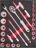 Thorvik UTS26STE Набор торцевых головок 1/2" с принадлежностями в EVA ложементе 280х375 мм, 26 предметов