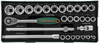 Jonnesway S04H4728SP Набор головок торцевых 1/2"DR в ложементе, 8-34 мм, 28 предметов