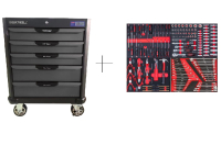 KraftWell KRW-TTG+SET157 Тележка профессиональная с 5 ящиками+ПОДАРОК инструмент 157 предметов