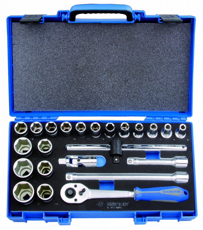 Набор торцевых головок с принадлежностями 1/2"", шестигранные, 8-32 мм, 23 предмета Набор торцевых головок с принадлежностями 1/2"", шестигранные, 8-32 мм, 23 предмета