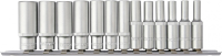 Thorvik S11S2213SM Набор головок торцевых глубоких 12-гранных 1/4"DR на держателе, 4-14 мм, 13 предметов