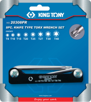 Набор Г-образных Torx, T9-T40, складные, 8 предметов KING TONY 20308PR