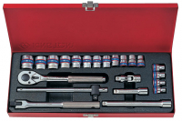 Набор торцевых головок с принадлежностями 3/8", шестигранные, 6-22 мм, 22 предмета KING TONY 3523MR