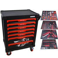 Инструментальная тележка с инструментом GW-7ST2 Black (Great Wolf, 324поз), 7 ящиков, увеличенные колеса с тормозом, ЦЗ, усиленная Инструментальная тележка с инструментом GW-7ST2 Black (Great Wolf, 324поз), 7 ящиков, увеличенные колеса с тормозом, ЦЗ, усиленная