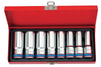 Набор глубоких торцевых головок 1/2", двенадцатигранные, 12-24 мм, 8 предметов KING TONY 4208MR01 Набор глубоких торцевых головок 1/2", двенадцатигранные, 12-24 мм, 8 предметов KING TONY 4208MR01