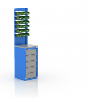 Модуль шиномонтажный: Состоит: Pro.mod.405 тумбы со столешницей  и 07.017Pro Панели под 18 пластиковых ящиков.Размер: 438 х 452 х 1750мм.