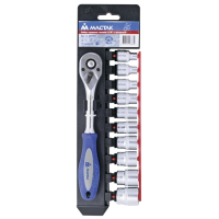 Набор торцевых головок с трещоткой МАСТАК 0-2011H Набор торцевых головок с трещоткой МАСТАК 0-2011H