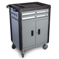 WDK-703T Тележка инструментальная, 2 ящика и отсек с полкой, с набором инструмента