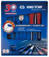 Набор пассатижей, бокорезов и отверток, 6 предметов, в комплекте штопор для бутылок KING TONY P90006MR01