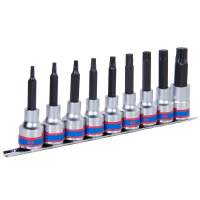Набор торцевых насадок 1/2", Torx, Т20-Т60 мм, L = 80 мм, 9 предметов KING TONY 4119PR10 Набор торцевых насадок 1/2", Torx, Т20-Т60 мм, L = 80 мм, 9 предметов KING TONY 4119PR10