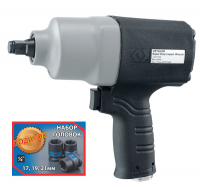 Гайковерт пневматический ударный 1/2", 813 Нм, композитный, в комплекте 3 торцевые головки KING TONY P33461-060B Гайковерт пневматический ударный 1/2", 813 Нм, композитный, в комплекте 3 торцевые головки KING TONY P33461-060B