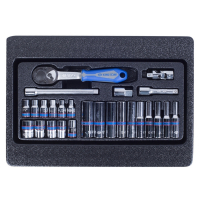 Набор торцевых головок 1/4" с принадлежностями, ложемент, 26 предметов KING TONY 9-2526MR