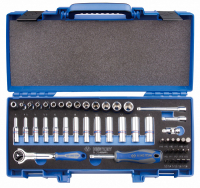 Набор торцевых головок с принадлежностями 1/4"", шестигранные, 4-14 мм, 48 предметов