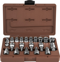 Ombra 953222 Набор головок торцевых, внешний TORX®, и насадок с вставками-битами TORX®, 22 предмета