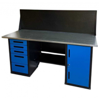 Верстак GWT-V1800BL4 Great Wolf - двухтумбовый, 5 ящиков, тумба с дверью, экран, синий 1800x700мм Верстак GWT-V1800BL4 Great Wolf - двухтумбовый, 5 ящиков, тумба с дверью, экран, синий 1800x700мм