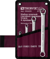Thorvik W5S4TB Набор ключей гаечных накидных TORX® серии ARC в сумке, E6-E24, 4 предмета