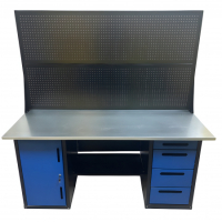 Верстак инструментальный двухтумбовый GWT-V1800B2 Great Wolf, 4 ящика, тумба с дверью, два экрана, 1800х700