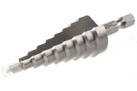 Сверло ступенчатое по металлу 4-6-8-10-12-14-16-18-20 мм, Р6М5, шестигр. хвостовик