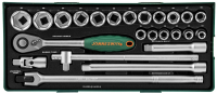 Jonnesway S04H4524SP Набор головок торцевых 1/2"DR в ложементе, 10-32 мм, 24 предмета