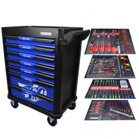 Инструментальная тележка с инструментом GW-7ST1 Blue (Great Wolf, 249поз), 7 ящиков, увеличенные колеса с тормозом, ЦЗ Инструментальная тележка с инструментом GW-7ST1 Blue (Great Wolf, 249поз), 7 ящиков, увеличенные колеса с тормозом, ЦЗ