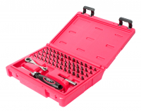 Набор бит c мини-трещоткой и отверткой с храповым механизмом 55 предметов в кейсе JTC Набор бит c мини-трещоткой и отверткой с храповым механизмом 55 предметов в кейсе JTC