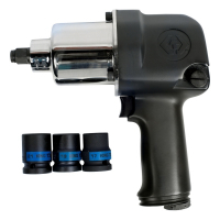 Гайковерт пневматический ударный 1/2", 881 Нм, в комплекте 3 торцевые головки KING TONY P33411-050B Гайковерт пневматический ударный 1/2", 881 Нм, в комплекте 3 торцевые головки KING TONY P33411-050B