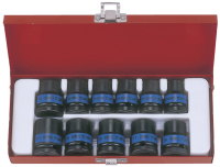 KING TONY Набор ударных торцевых головок 1/2", шестигранные, 10-21 мм, 11 предметов KING TONY Набор ударных торцевых головок 1/2", шестигранные, 10-21 мм, 11 предметов