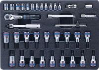 Набор торцевых головок 1/4" с принадлежностями, торцевые насадки Hex и Torx, ложемент, 37 предметов KING TONY 9-7537MR Набор торцевых головок 1/4" с принадлежностями, торцевые насадки Hex и Torx, ложемент, 37 предметов KING TONY 9-7537MR