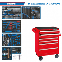 Набор инструментов "DRIVE" в красной тележке, 251 предмет KING TONY 934-251MRV Набор инструментов "DRIVE" в красной тележке, 251 предмет KING TONY 934-251MRV