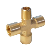 WDK-23FMB Фитинг X - образный, резъба 1/4" PT, F-F-F-M (внутренний/внешний), латунь